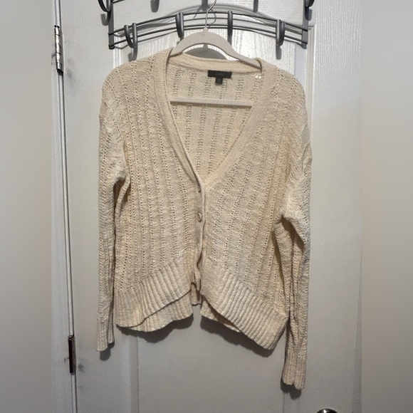 J. Crew Sweaters - J. Crew Point Sur‎ open knit cardigan women’s XS boxy cream coastal cowgirl boho